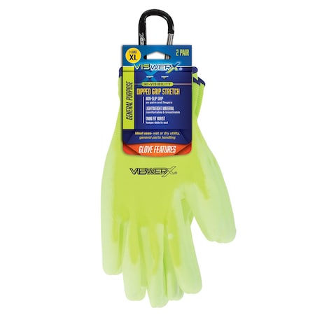 Viswerx Hi-Vis Lightweight Glove - PV Coated XL, PK 2 127-11003